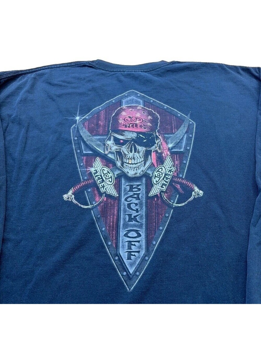 Y2K J&P Cycles Skull Shirt Mens XXL Black Biker Pirate